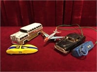 4 Vintage Tin Toy Vehicles - As Is