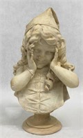 Antique Carved Alabaster Sculpture- Victorian Girl