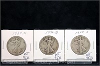 (3) Walking Liberty Half Dollars -