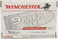 200 Rounds Of Winchester USA Range Pack 9mm Luger