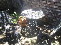 Cast Iron Bistro Table &Two Chairs