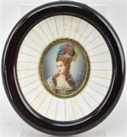 Antique Miniature Portrait on Porcelain, Signed