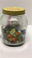 Marbles in Hoosier Jar w/ Mrs Filberts Lid