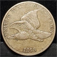 1858 Large Letters Flying Eagle Cent Nice