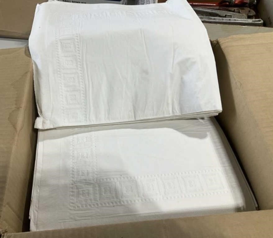 Box of White Table Clothes 54+108