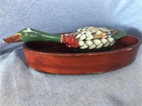 Beautiful Vintage Hand-Carved & Painted Wood Duck