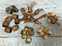Napkin rings 6 sets (brass, wood, woven, ceramic)