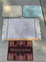 Welcome door mat rug and bathroom rugs