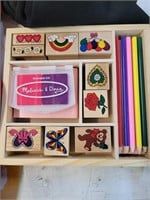 Melissa & Doug stamps and colored pencils