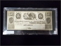 1838 Millers Bank of Washtenaw $3 Bill