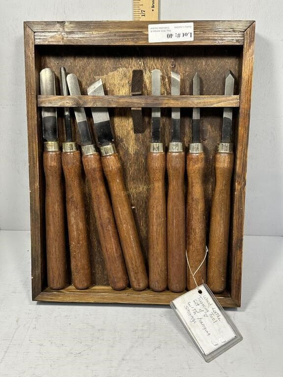 Wood lathe turning tools set of 8 with wood storag