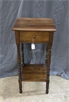 Single drawer square side table with turned legs a