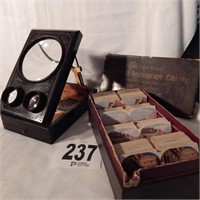 WOOD CASED  STEREOSCOPE  WITH LARGE UNIVERSAL