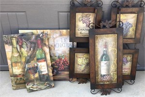 Lot of Wine Themed Prints & Decorations