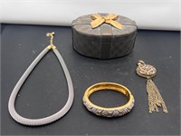 Trinket box w costume jewelry
