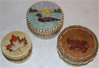 LOT OF 3BIRCH & PORCUPINE QUILL BOXES,