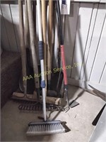 Rakes, shovels, gardening tools