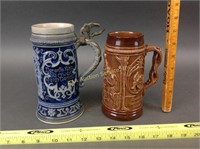 2 German Stoneware Steins