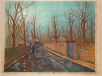 Pastel Painting - Man on Path