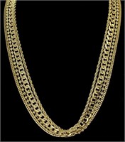 4 Chain Set 14k Gold Plated Ball Rope Franco