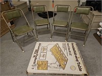 Chairs and foldable table. Set of 4 folding
