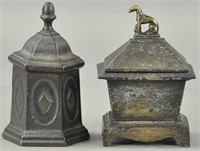 TWO CAST IRON TOBACCO HOLDERS