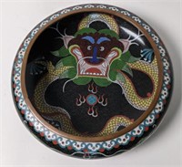 (B) Vintage Chinese cloisonne dragon bowl