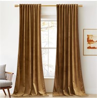 Velvet Curtains 84 inches - Gold Brown Blackout