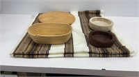 96x50’’ tablecloth, wooden lazy Susan, (2) wooden
