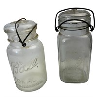 Lot of 2 Vintage Ball and Queen Glass Canning Jars