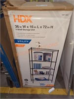 HDX 5 Shelf Storage Unit Black 36" W x 16" L x