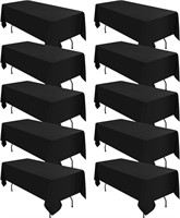 10 Pack Black Tablecloths for 8ft Rectangle Tables