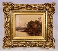 R. Jensen landscape, oil on canvas landscape,