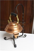 Copper Tea Pot With Chaffing Stand
