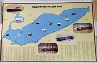 Shipwrecks of Lake Erie Laminated Poster Map