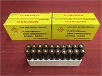 Five boxes of 20 Norinco 7.62 x 39mm cartridges.