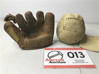 Jr Medicine Ball & Vintage Child Softball Glove