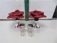 2 Vintage Chrome Candle Holders and Santa Boot