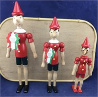 3 Different Sized Wooden Italian Pinocchio’s