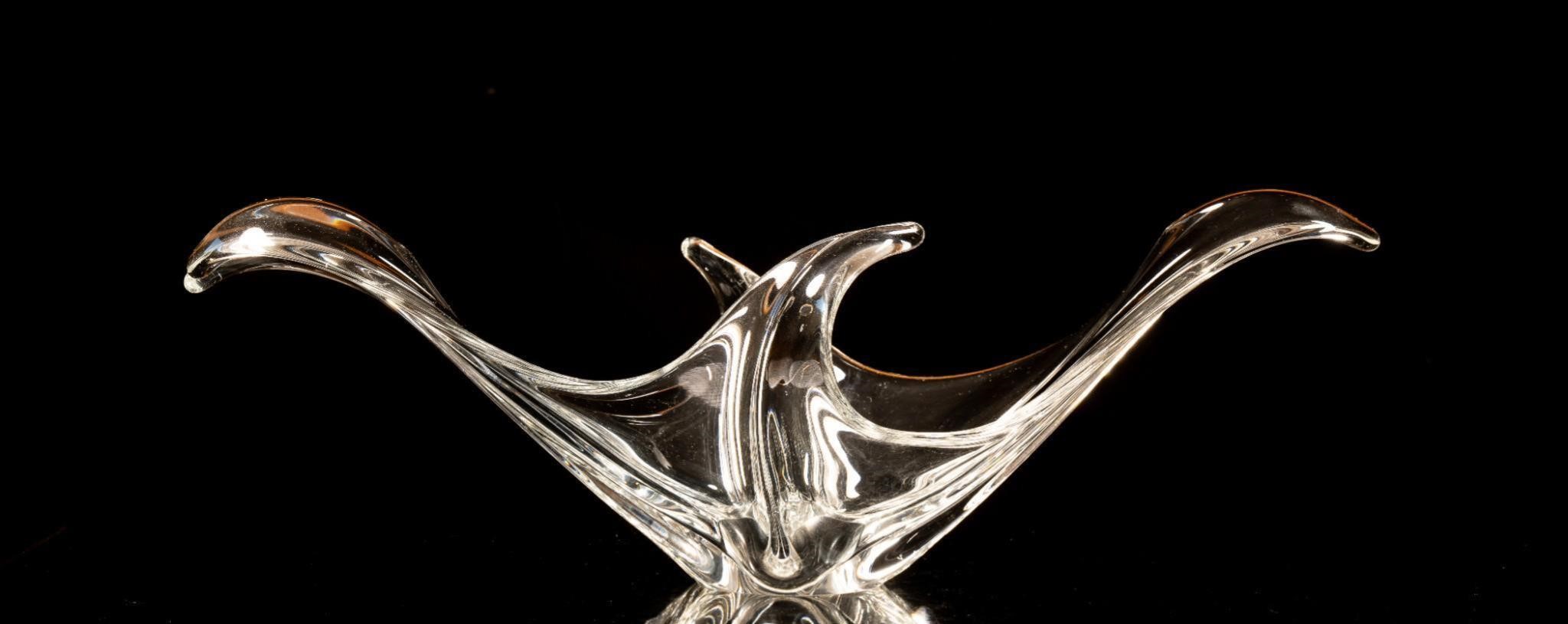 Large Abstract Manta Ray Blown Glass Bowl