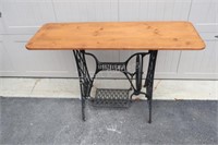 Cast Iron SINGER Black Pine Top Entrance Table