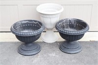 Set of Three 2 PC Plastic Planter Urns