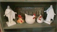 Shelf Of Faith & Chicken Decorations