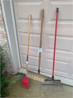 Snow shovel and rakes