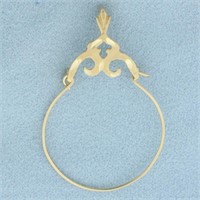 Diamond Cut Charm Holder Pendant in 14k Yellow Gol