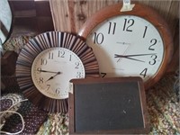 Clocks and chalkboard