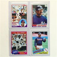 Lot of 4 Reggie Jackson baseball cards 1981-1984