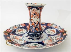 Japanese Imari Patterned Charger and Vase