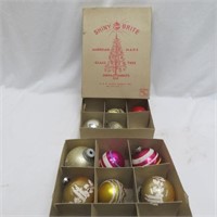 Shiny Brite Christmas Ornaments in Orig Box & Misc