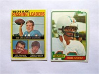 2 Bob Griese Topps Cards 1972 1971 Passing  & 1981